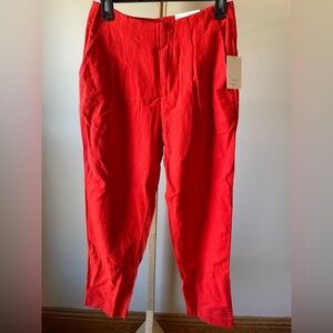 A New Day Red Linen High Rise Tapered Ankle Pants Size 4